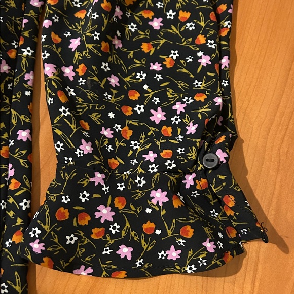 Zara Black Floral Long Sleeve Dress - Picture 12 of 13